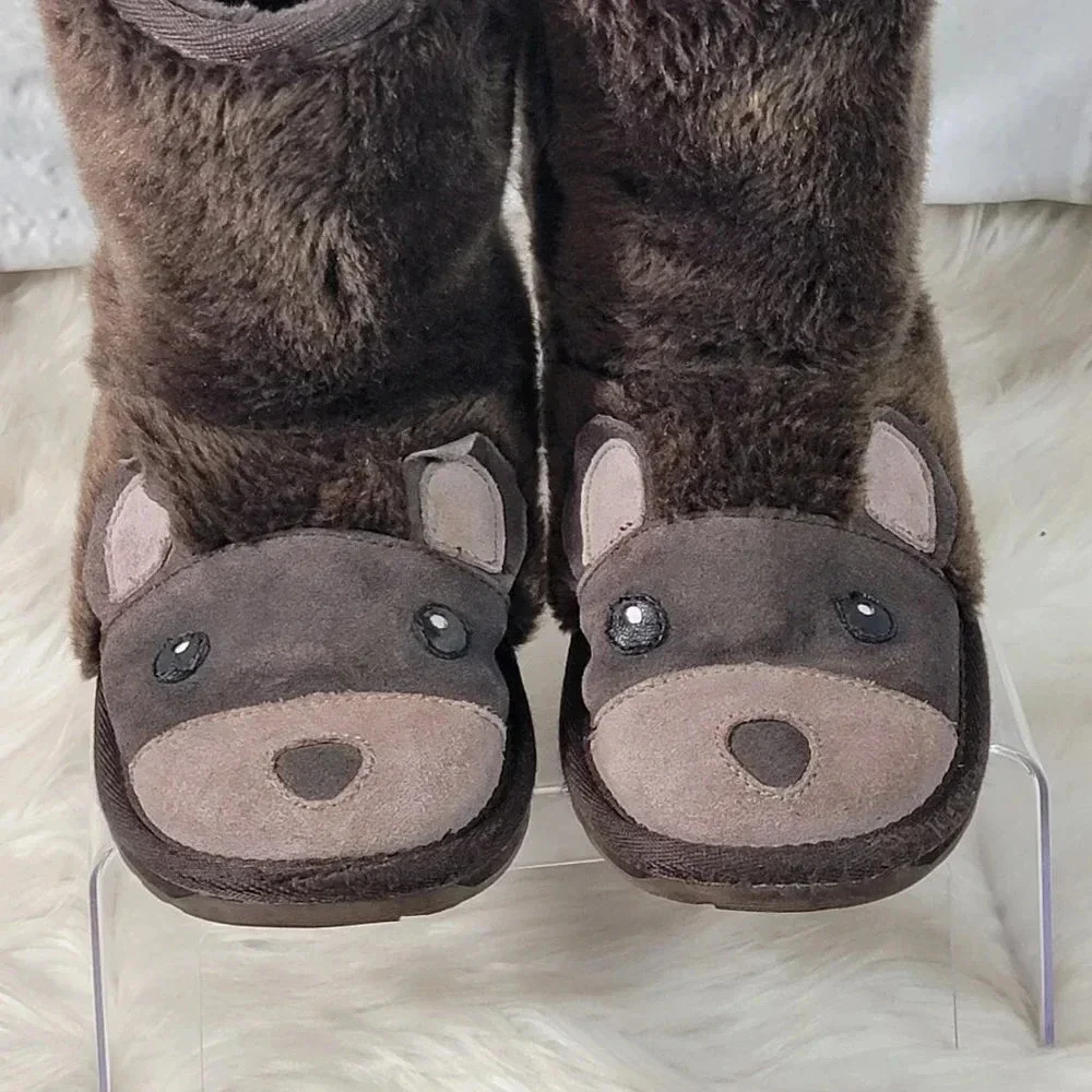 EMU Australia Unisex Boys Girls 3‎ Winter Boots Wool Brown Bear Shearling Warm